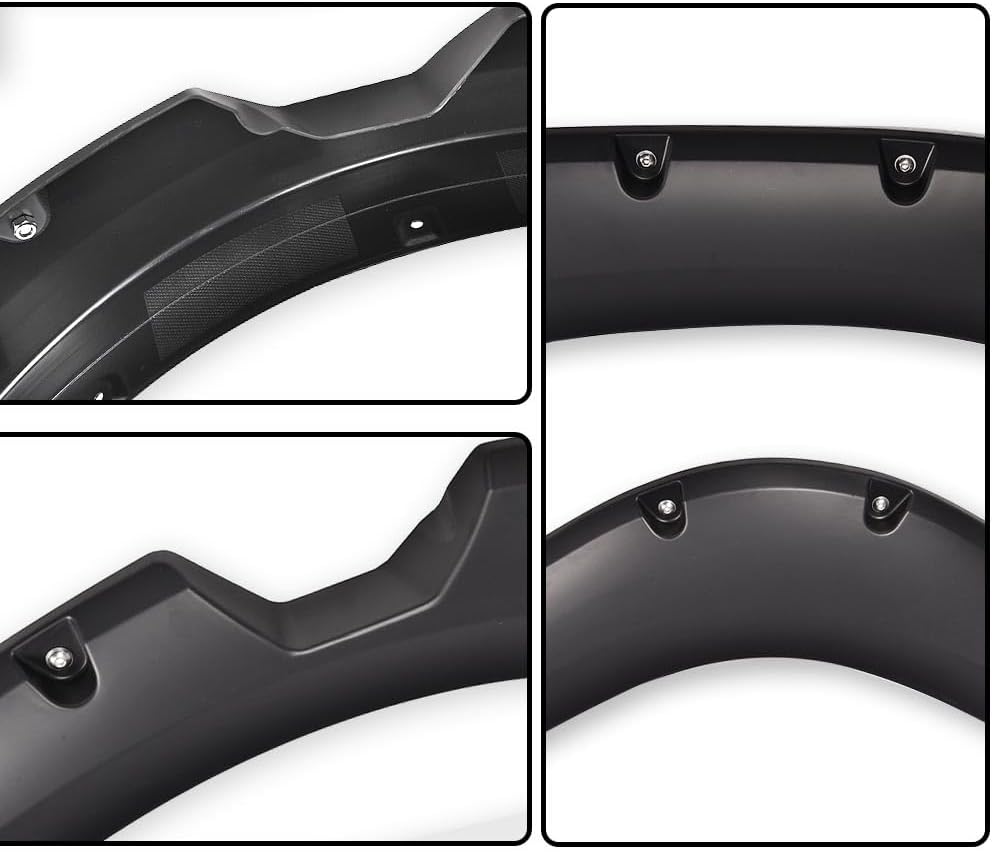 ALLGOOD Fender Flares Compatible with Nissan Titan 2004-2015 w/o Bedside Lockbox Front & Rear Smooth Black Wheel Cover Protector Pocket Rivet Bolt Style 4pcs F81Z16006AA 5C3Z16006AA