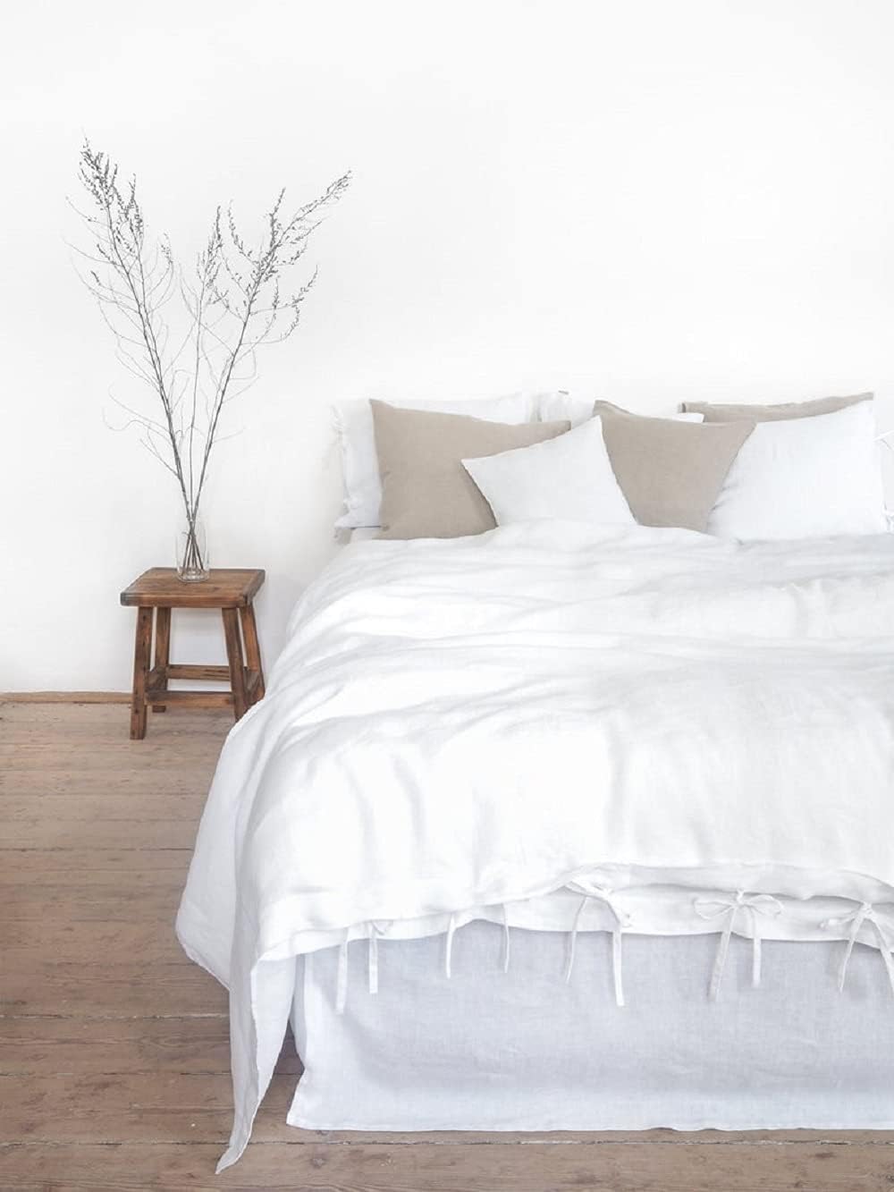 White Color Washed Cotton Duvet Cover with Button - Duvet Cover Twin King Queen Full Double King Toddler - Cotton White Bedding Set (Super King)