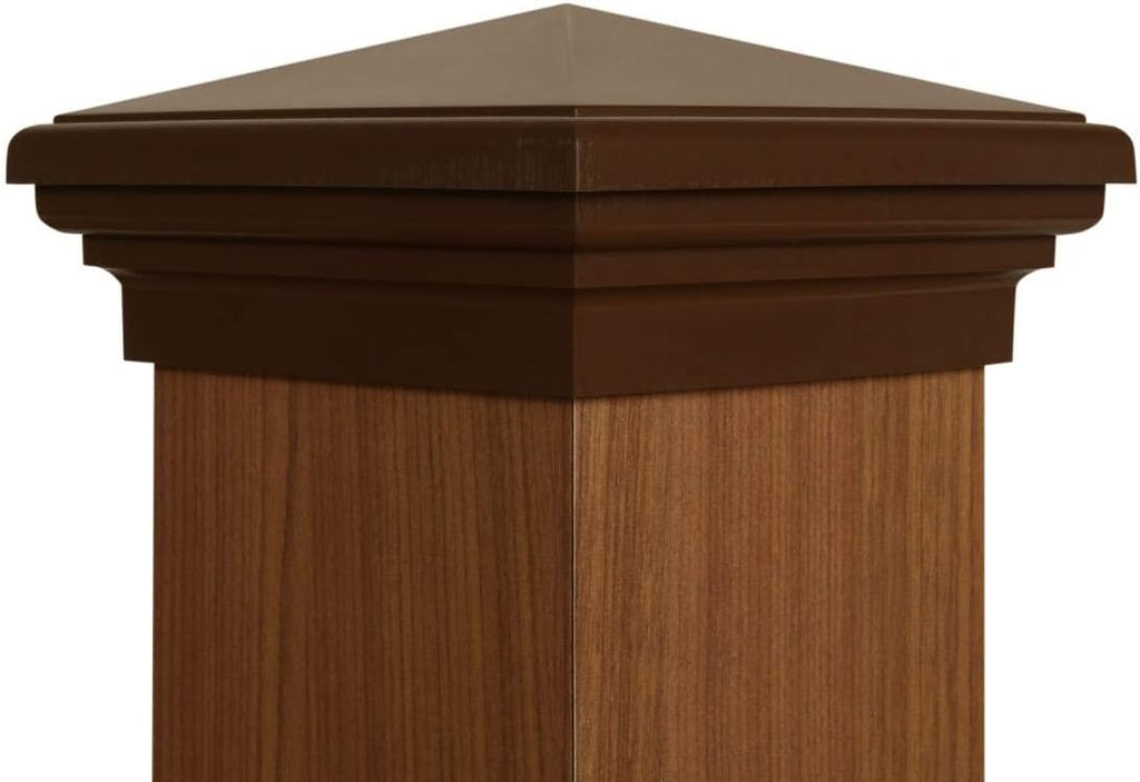 6x6 Pyramid Post caps (14-Pack) Fits Post Measuring 5.5'x5.5' up to 5.75'x5.75'. Made Out of UV Stable Polymer Longest Lasting 6x6 Deck Post Cap on Market. Made by Atlanta Post Caps (Brown)
