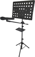 Portable Music Stand, Folding Sheet Music Stand with Microphone Stand & Carrying Bag, Height Adjustable, Non-Slip, Metal Tripod, for Guitar, Violin, Ukulele, Drums, for Laptop