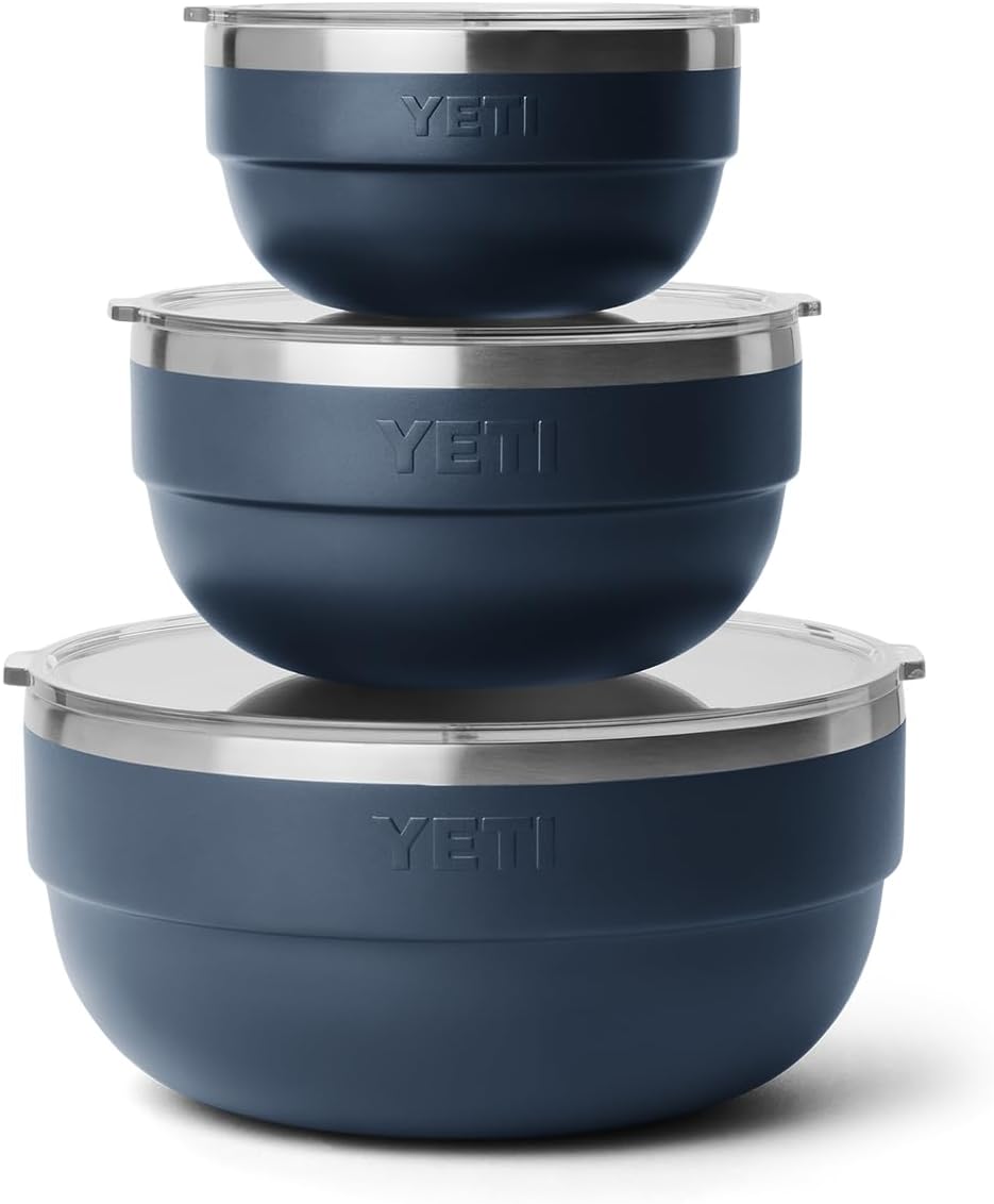 YETI Nestable Standard Food Storage Bowl Set, (1) 1 QT, (1) 2 QT, and (1) 4.5 QT, Navy