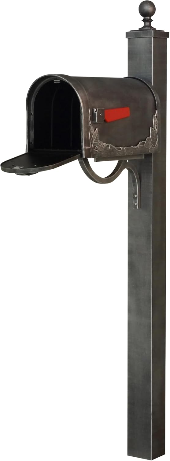 Special Lite Floral Curbside Mailbox with Springfield Post - Swedish Silver Aluminum Mailbox with Direct Burial Post - SCF-1003_SPK-710-SW