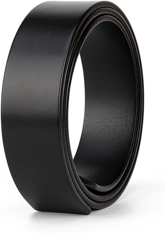 Leather Solid Belt Men Edentulous Nonporous 3.8 Belts Strip Body Without Buckle (Color : Brown Size : 125cm 38to40 Inch) (Black 115cm 34to35 Inch)
