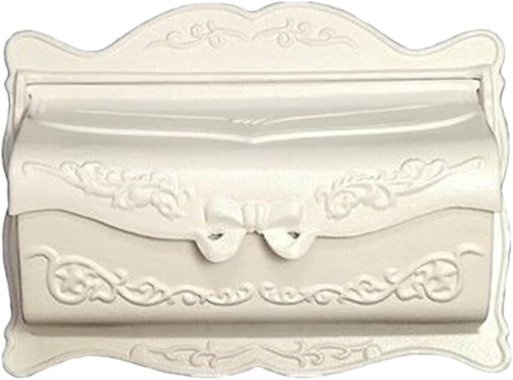 Cast Aluminum Horizontal Wall Mount Mailbox, Outdoor Metal Letter Delivery Box for Newspaper & Secure Post(White)