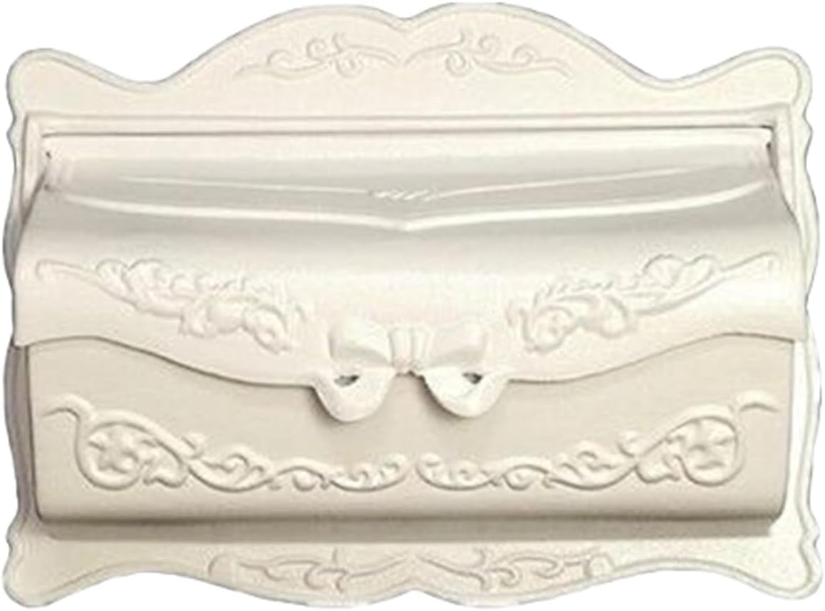 Cast Aluminum Horizontal Wall Mount Mailbox, Outdoor Metal Letter Delivery Box for Newspaper & Secure Post(White)