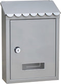 Metal Mailbox Wall Mount Letter Delivery Box Lockable Post Office Box Hanging Curbside Mailbox Water Baffle Storage Letterbox(Grey)