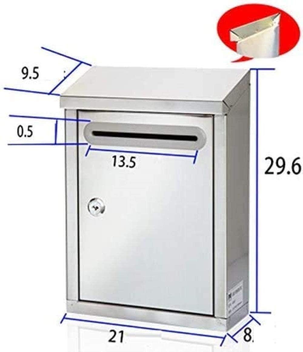 Mailbox Letter Box Stainless Steel Rainproof Letter Box Postbox Simple Villa with Lock Outdoor