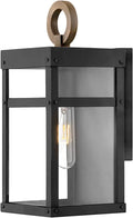 Hinkley Porter Single Light Wall Mount Outdoor Lantern – Lisa McDennon, Estate Series, Bulb Included, Aluminum, Clear Glass – Black with Burnished Transitional Accents