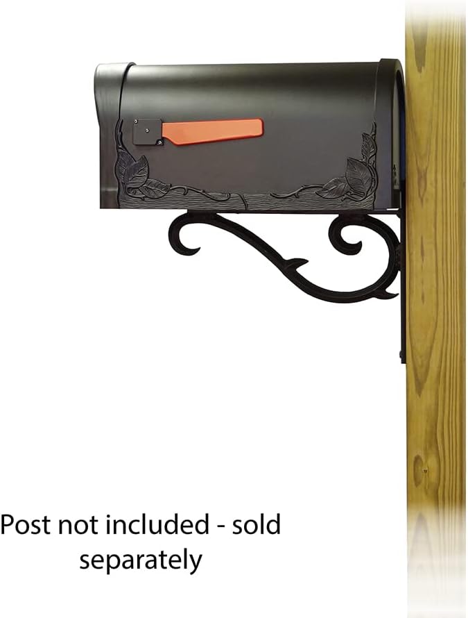 Special Lite Floral Curbside Mailbox with Sorrento Front Single Mailbox Mounting Bracket - TC-SOR-FS-1003-BLK