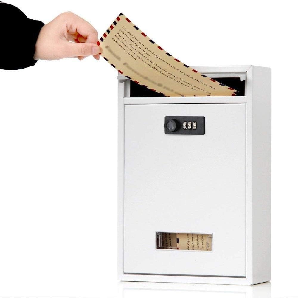 Coded Lock Vintage Drop Letterbox Wall Hanging Mounted Locking Mailbox Post Box with Keys Newspaper Box (Color : D)