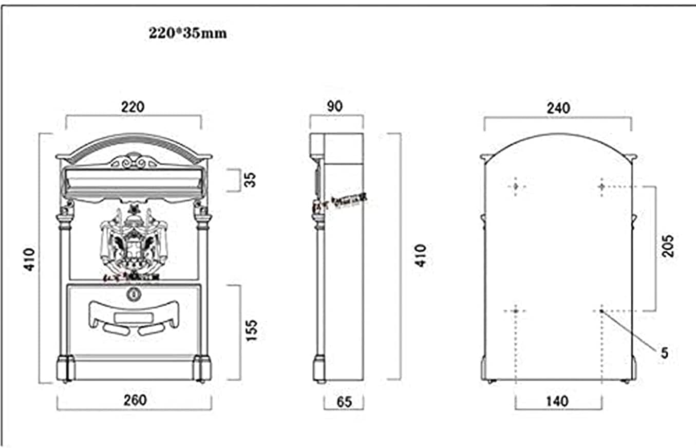 JYDQM Suggestion Box Mail Box Key Drop Box Lockbox Box Villa Outdoor Mailbox Cast Aluminum Newspaper Box Retro Home Postbox with Lock Outdoor