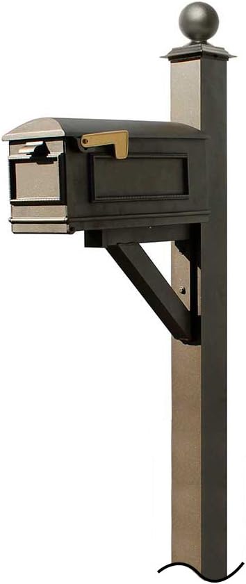 WPD-NB-S7-LMC-BZ Westhaven Cast Aluminum Post Mount Mailbox System with Lewiston Mailbox (No Base) Pyramid Finial, Ships in 2 Boxes, Bronze