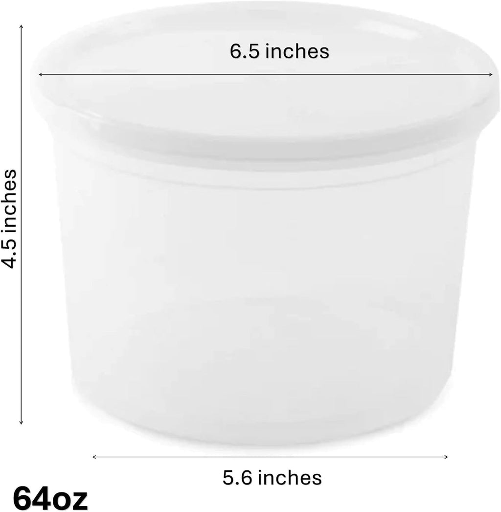 64 Oz Heavyweight Plastic Deli Containers with Airtight Lids | BPA Free Storage Cups for Soup Meal Prep Leftovers Takeout | Microwave Freezer Safe Reusable Containers | 200 Pack