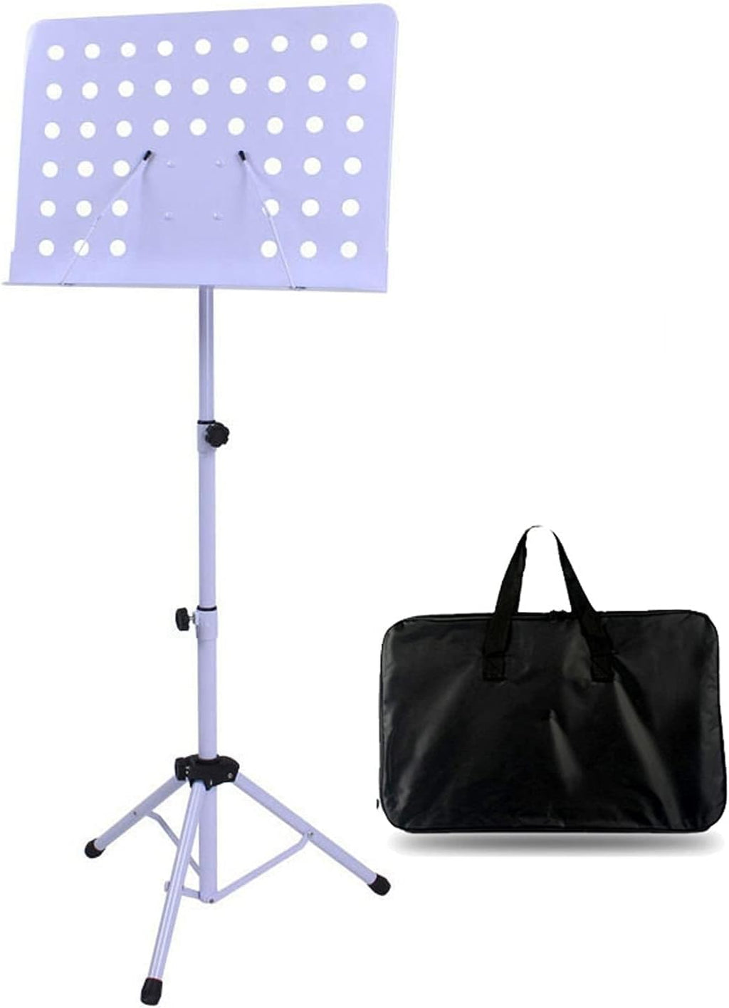 2 in 1 Dual-Use Folding Sheet Music Stand, Music Clip Holder Music Holder,with Waterproof Carrying Bag, for Violin Orchestra Conductor,Black (Blanc)