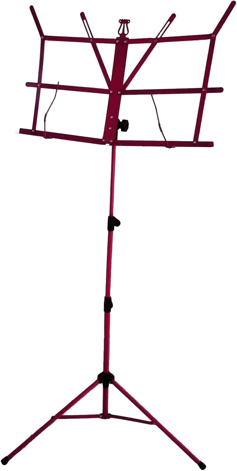 Sheet Music Stand, Lightweight Music Holder, Reinforced Folding Music Stands, Portable and Height-Adjustable, Sheet Music Folder & Clip Holder, for Guitar, Ukulele, Violin Players (Purple)