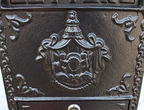 Cast Aluminum Mailbox Postbox Embossed Trim Decorative Metal Wall Mail Post Letters Box for Yard Patio Lawn Garden Outdoor Home