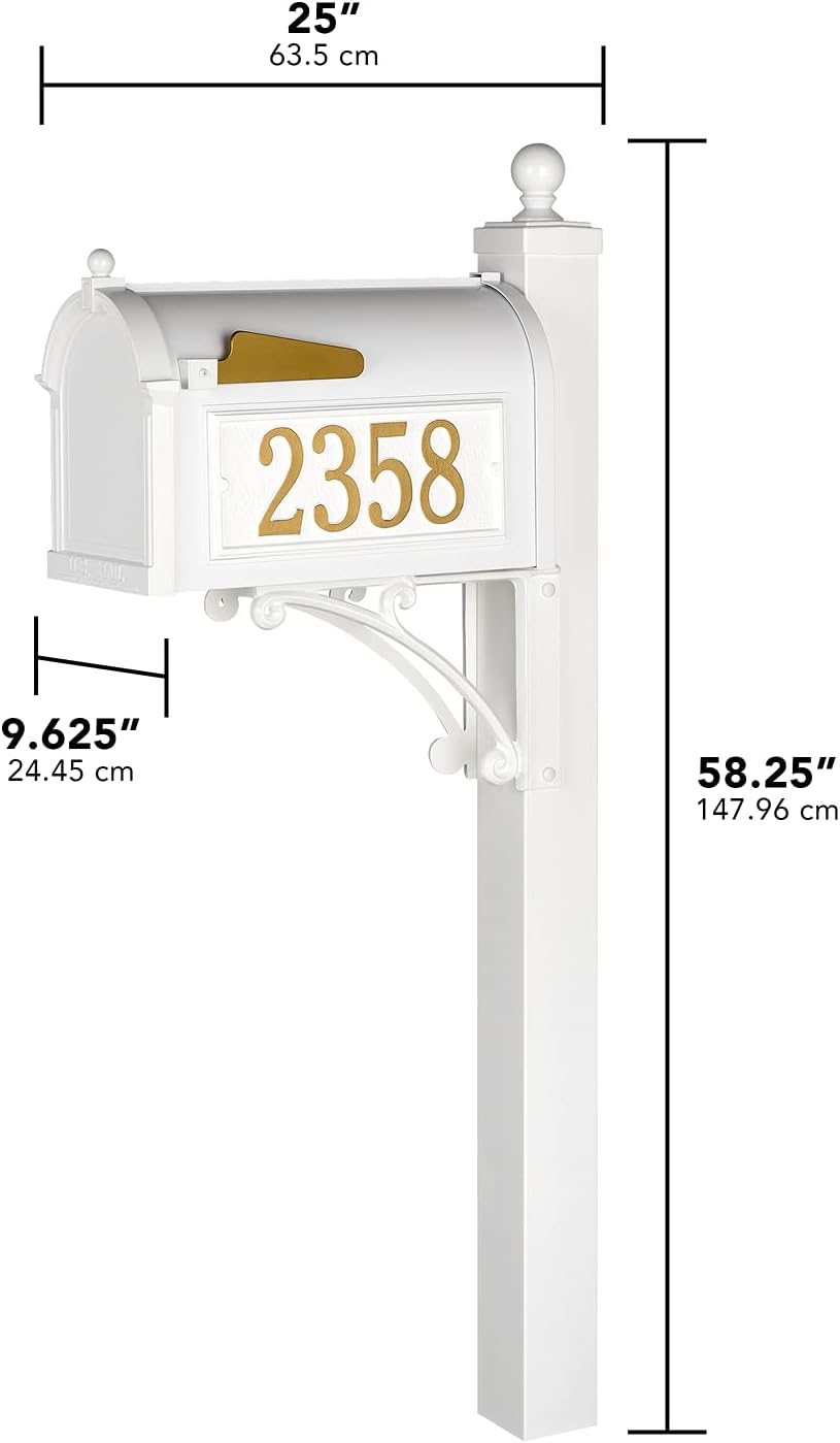 Whitehall Deluxe Streetside Mailbox Package,White,Extra Large,70729