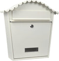 Secure Mailbox with Key Lock, Weatherproof Outdoor Post Box, Metal Collection Box, Hanging Lockable Mailbox for Safe Mail Delivery - Off-White Color