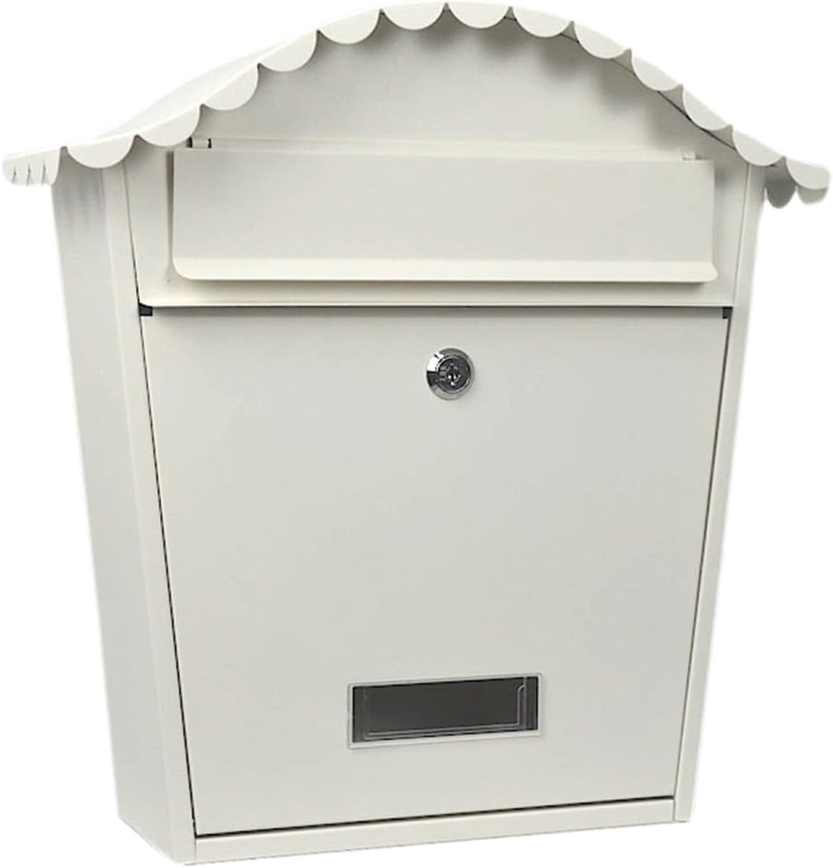 Secure Mailbox with Key Lock, Weatherproof Outdoor Post Box, Metal Collection Box, Hanging Lockable Mailbox for Safe Mail Delivery - Off-White Color