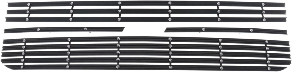 APS Premium Aluminum Black Rivet Studs Wide Billet Grille Grill Insert Compatible with Chevy Silverado 1500 19 20 21 22 RST & LT & LT Trail Boss Main Upper N19-W55656C
