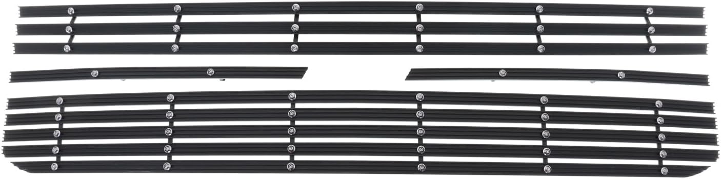 APS Premium Aluminum Black Rivet Studs Wide Billet Grille Grill Insert Compatible with Chevy Silverado 1500 19 20 21 22 RST & LT & LT Trail Boss Main Upper N19-W55656C