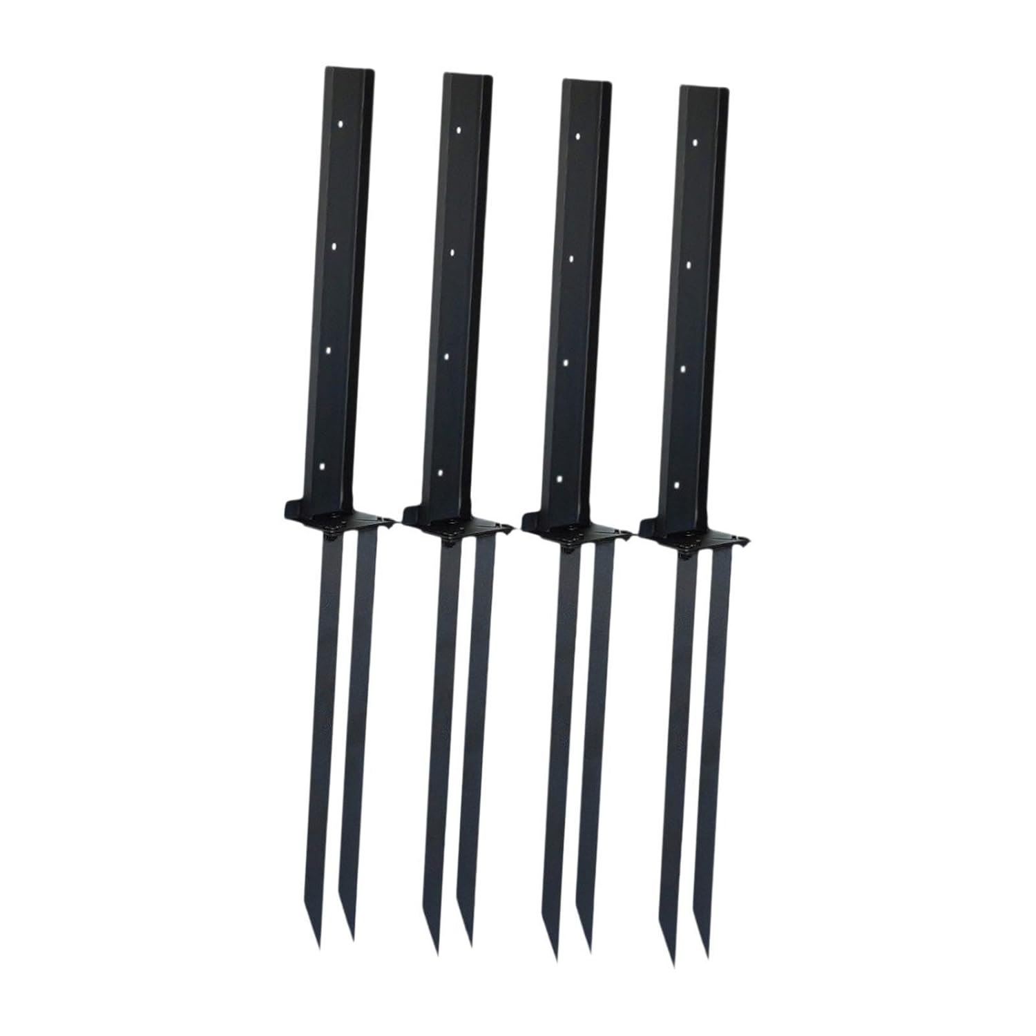 Iron Fence Post Repair Stakes Heavy Duty Ground Support Anchor Kit for Garden Mailboxes Yard Post Fixer- 4 Pieces