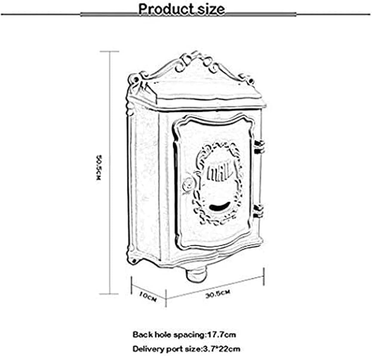 Suggestion Box Donation and Ballot Box Outside Aluminum Wall Mount Post Box European Style Mailbox Secure Mailbox Letterbox Outdoor Retro Vintage Mailboxes Mail Drop & Collection Boxes ( Color : B )