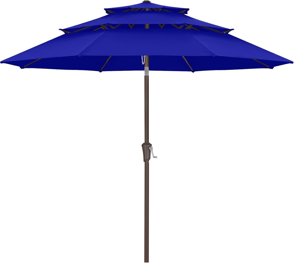 ABCCANOPY 11Ft 3 Tiers Market Umbrella, Outdoor Table Umbrella for Patio, Deck, Backyard (Blue)
