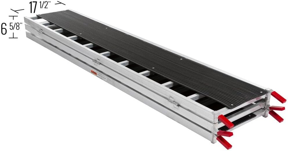 Black Ice Extra-Long Snowmobile Ramp with Wide Glides 1,500 lb. Capacity Aluminum Folding for Trucks and Trailers