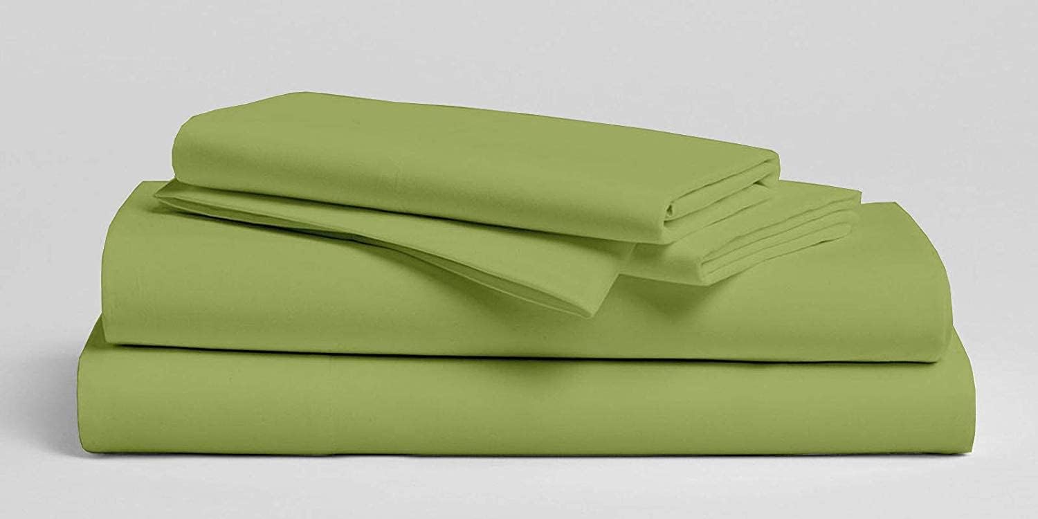 800 Thread Count-4Pcs Bedding Set 100% Cotton Bed Sheets, Sage Cal-King Sheets Set, Long-Staple Combed Cotton, Sateen Weave for Soft & Cozy Cotton, Fits Mattress Upto 15'' Deep Pocket