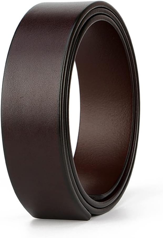 Leather Solid Belt Men Edentulous Nonporous 3.8 Belts Strip Body Without Buckle (Color : Brown Size : 125cm 38to40 Inch) (Brown 130cm 41to42 Inch)