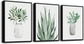 AHUASJART Black Framed Wall Decoration Living Room Wall Art Painting For Dining Room Large Wall Decor For Bedroom Kitchen Decor Art Green Leaf Pictures Artwork For Home Walls 3 Piece Art Prints
