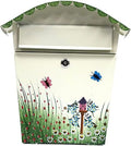 Outdoor Lockable Rustic Color Painting Patterns Metal Iron Mailbox Letter Holder Letterbox Post Box Home Garden Decoration(Color:Color 1)