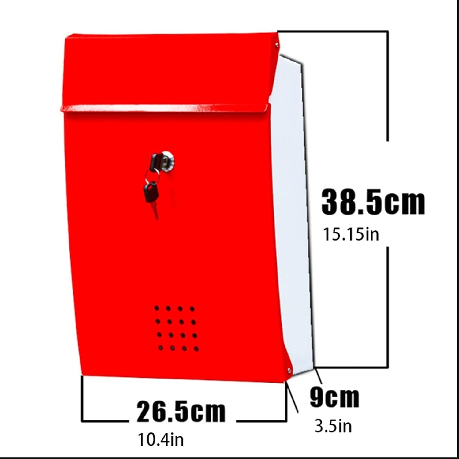 Outdoor Mailbox Lockable Post Office Box Wall Mount Letter Delivery Box Hanging Curbside Mailbox Metal Letterbox Box with Key Fashion(Black)