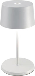 Zafferano, Olivia Mini Lamp, Portable and Rechargeable Table Lamp with Touch Controls, Suitable for Indoor and Outdoor, Dimmer, 2200-3000 K, Height 8.7 Inches, White Color