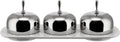 Alessi 'Dressed' Three-Section Jam Tray in Porcelain With Lids in 18/10 Stainless Steel Mirror Polished, White