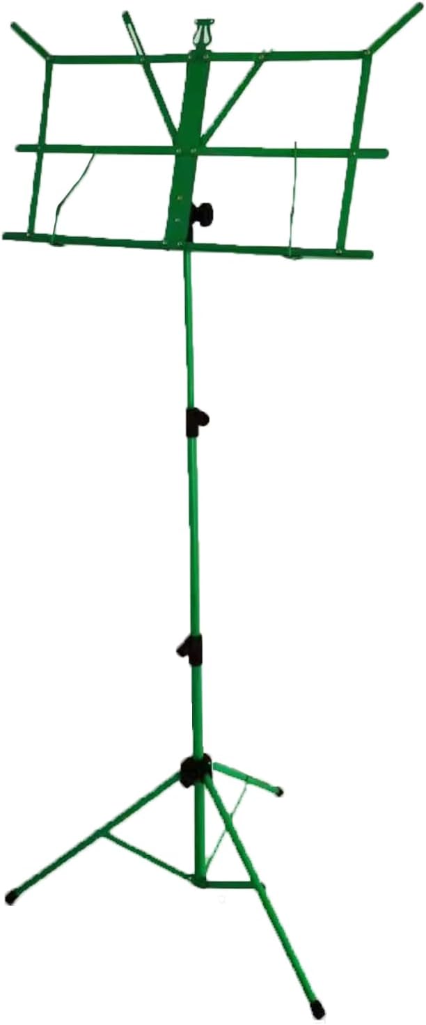 Sheet Music Stand, Lightweight Music Holder, Reinforced Folding Music Stands, Portable and Height-Adjustable, Sheet Music Folder & Clip Holder, for Guitar, Ukulele, Violin Players (Green)