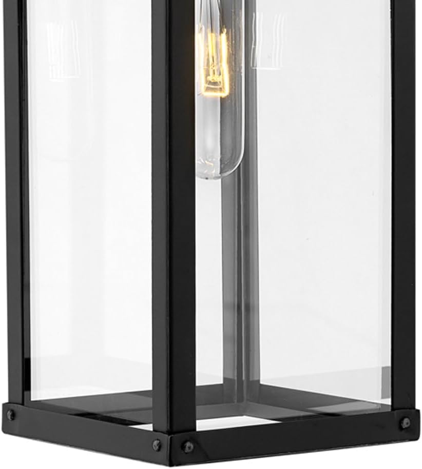 Hinkley Porter 2800BK-LL Medium Outdoor Wall Mount Lantern and LED Bulb, Modern Farmhouse and Arts and Crafts Style, Part of Lisa McDennon, Black and Burnished Bronze