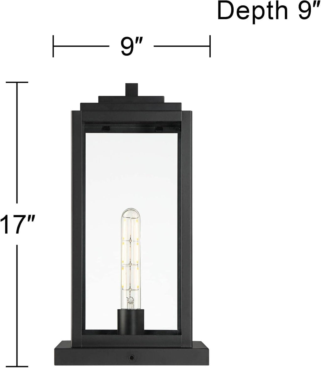 John Timberland Titan Modern Outdoor Pier Mount Light Matte Black 17' Clear Glass Shade for Post Exterior Barn Deck House Porch Yard Patio Outside Garage Front Door