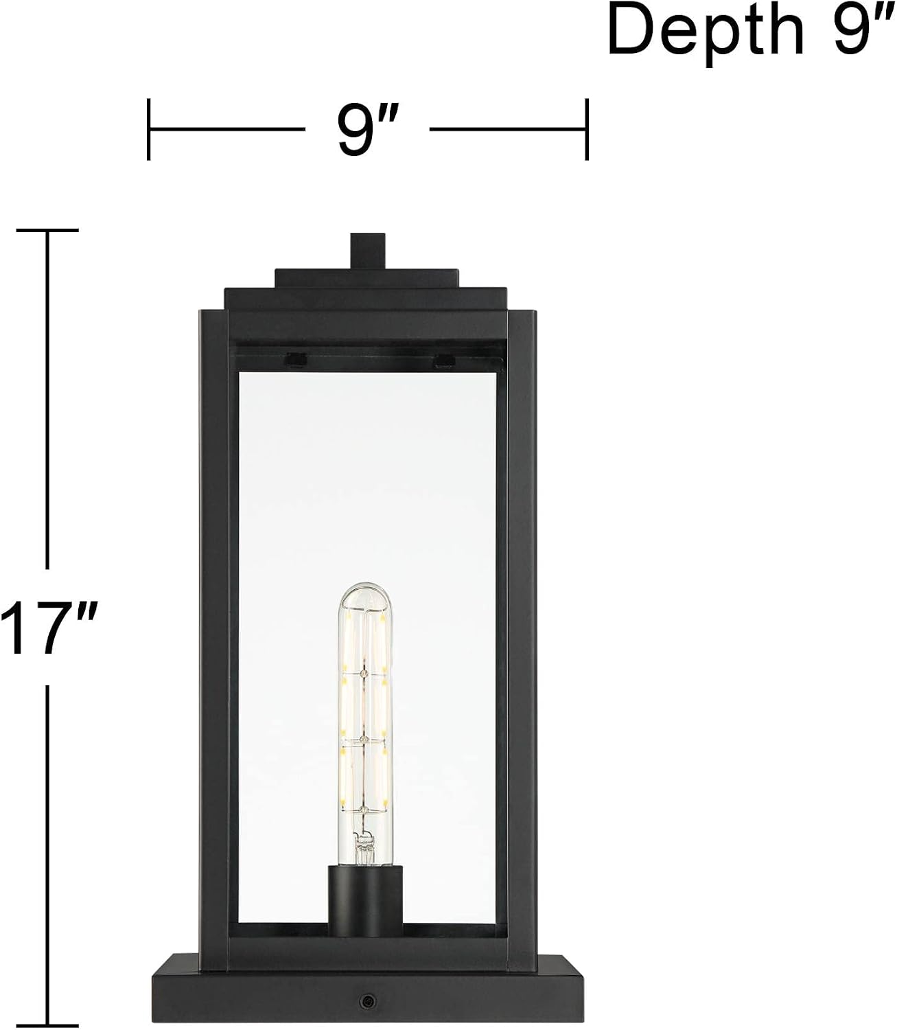 John Timberland Titan Modern Outdoor Pier Mount Light Matte Black 17' Clear Glass Shade for Post Exterior Barn Deck House Porch Yard Patio Outside Garage Front Door