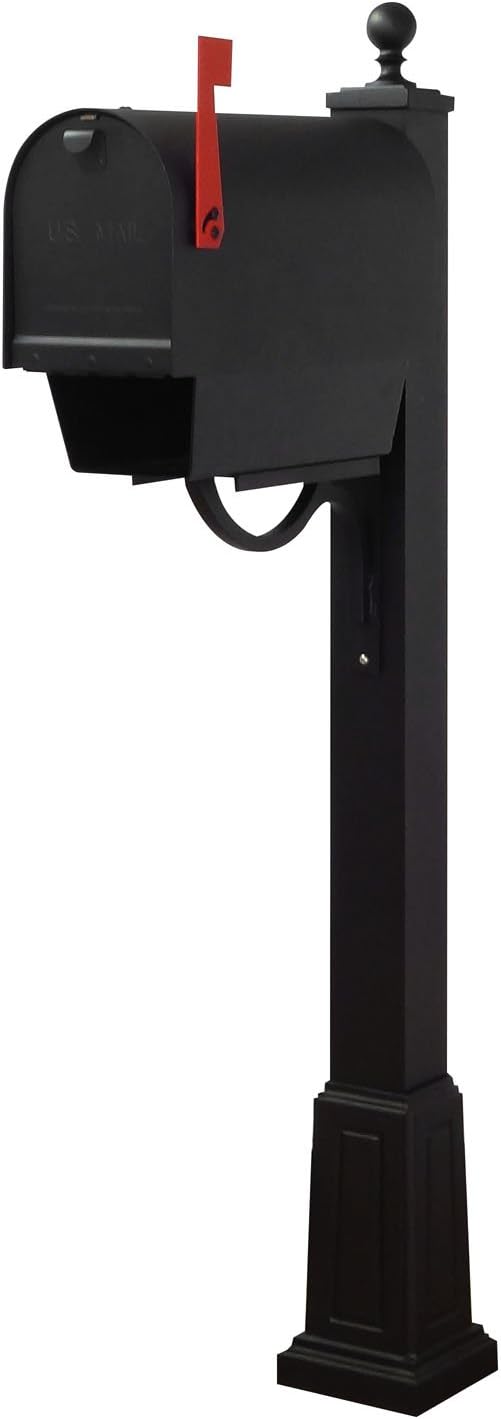 Special Lite Products Titan Steel Curbside Mailbox with Newspaper Tube and Springfield Mailbox Post with Base