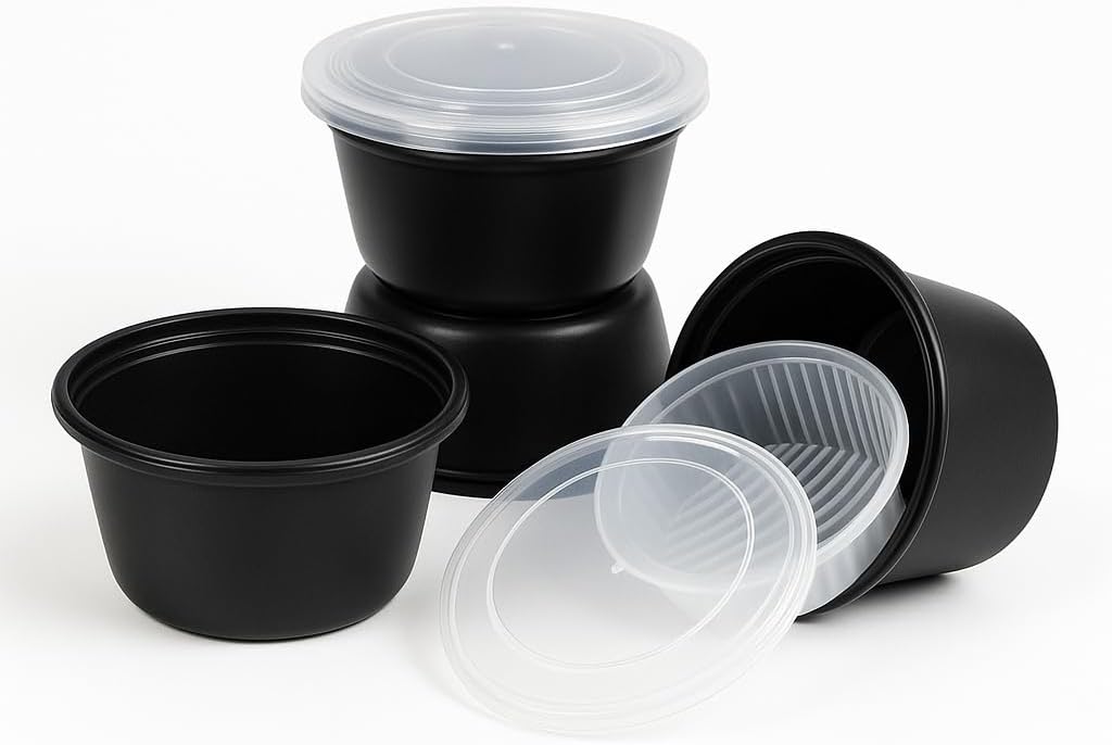50 oz Disposable Bowls with Lids – Double Layer Soup & Food Containers for Takeout, Salad & Healthy Meal Prep, Microwave & Freezer Safe(150set)