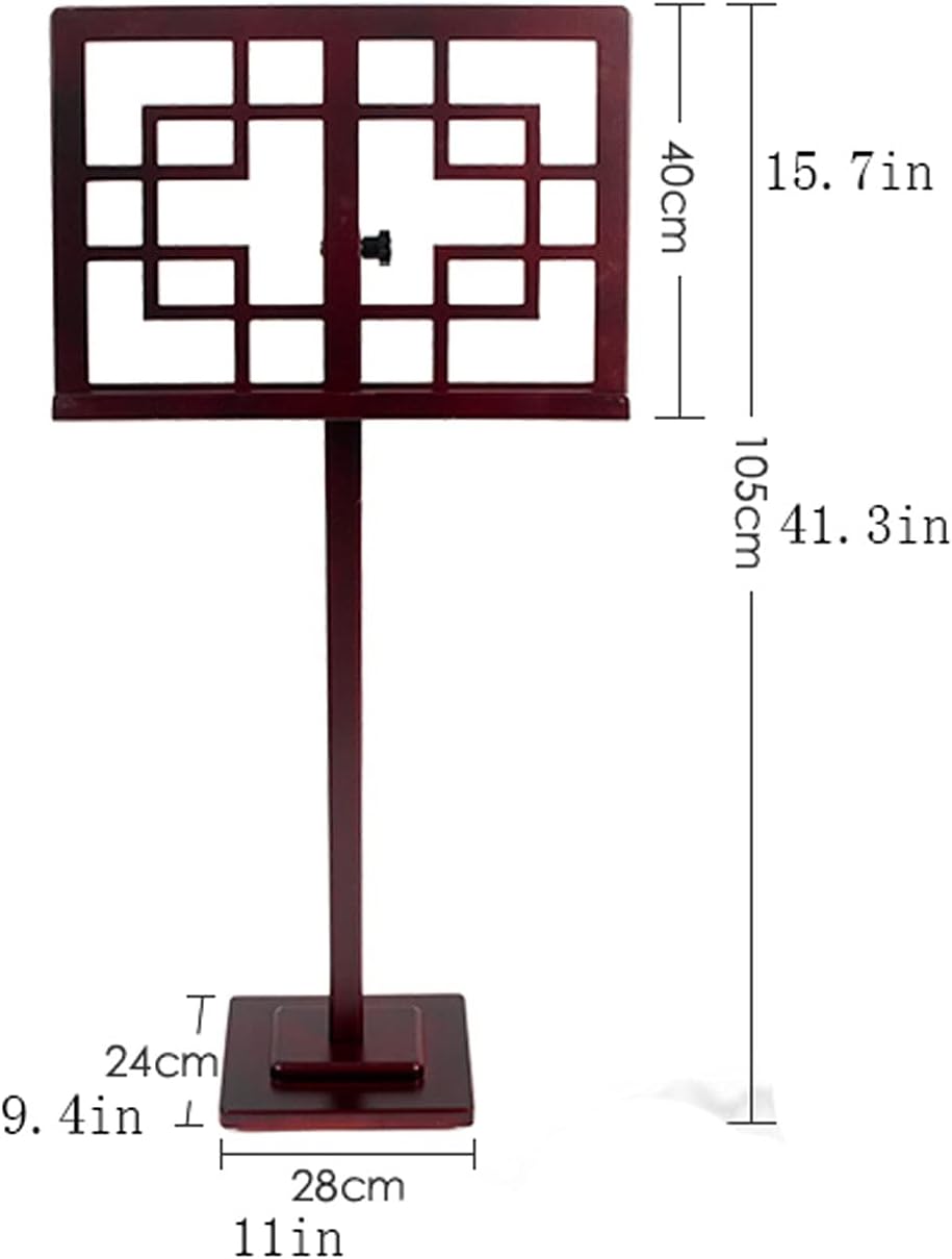 Music Stands Professional Wooden Orchestra Sheet Music Stand, Angle Adjustable Laptop Stand - Portable Violin Guitar Music Book Holder Musical Instruments, Red