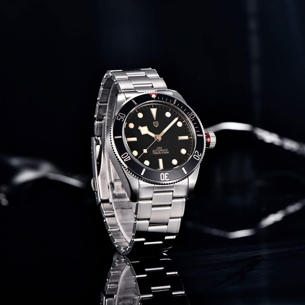 HaiQin Pagani Design 1671 V2 Classic Men's Automatic Watches Japanese NH35A Self-Winding Movement 100M Waterproof Mechanical Watch, Stainless Steel Aluminum Bezel Fashion Business Luminous Watch Date