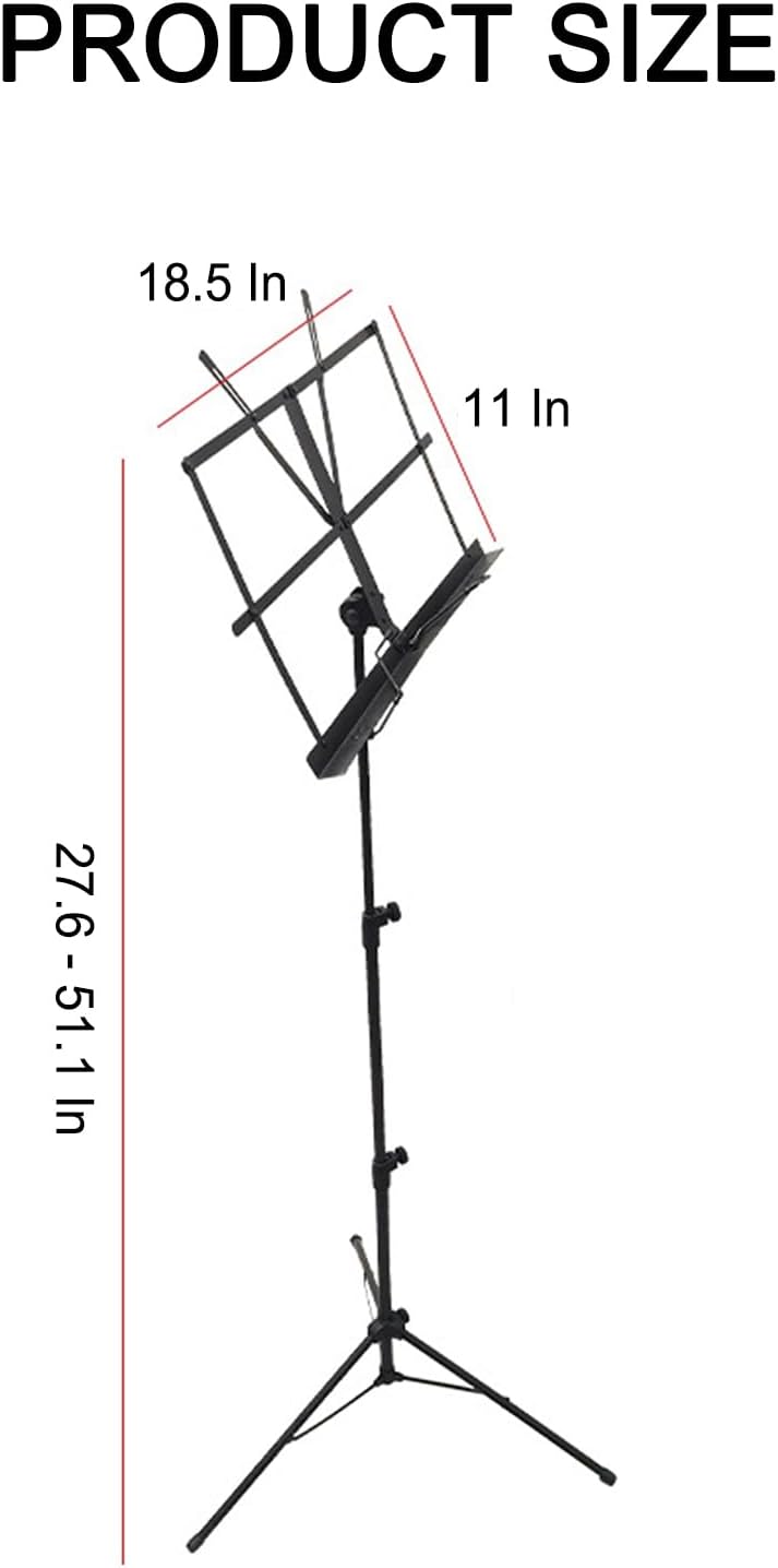 Sheet Music Stand, Lightweight Music Holder, Reinforced Folding Music Stands, Portable and Height-Adjustable, Sheet Music Folder & Clip Holder, for Guitar, Ukulele, Violin,