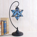Glass Table Lamp Creative Star Table Light Modern Indoor Desk Light with Plug Bedroom Living Room Hotel Office Table Lamp Bedside Lights Black Metal Base
