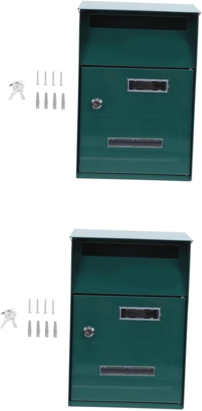 NUOBESTY 2pcs Simple Wall Mounted Mailbox with Lock Decorative Metal Letter Box Stylish Hanging Post Box for Home Office Easy to Install Versatile Use