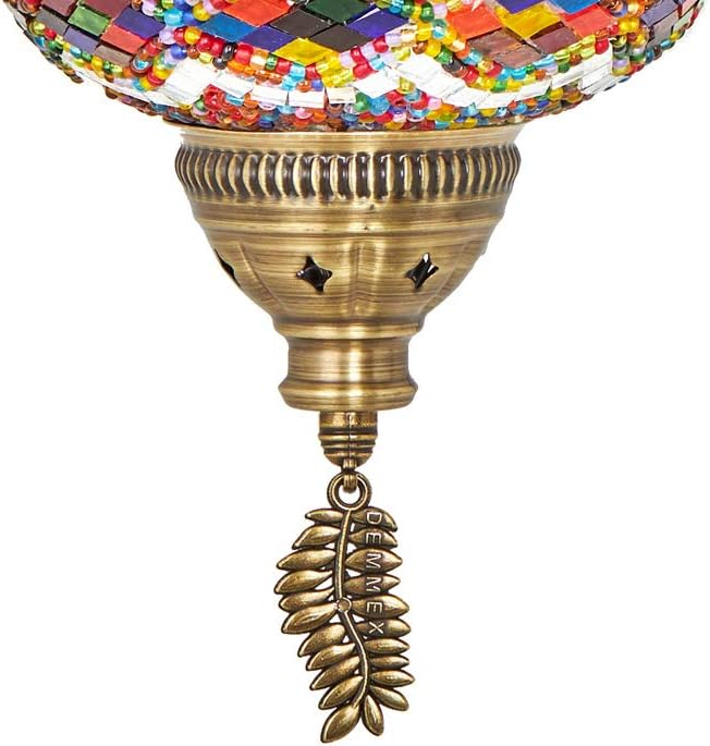 DEMMEX Turkish Moroccan Mosaic Floor & Table Lamp – Handmade Boho Tiffany-Style Light with 3 Large 7' Globes, Artisan Decor, 37' (95cm) Tall, Antique Brass Finish, North American Use (Customizable)