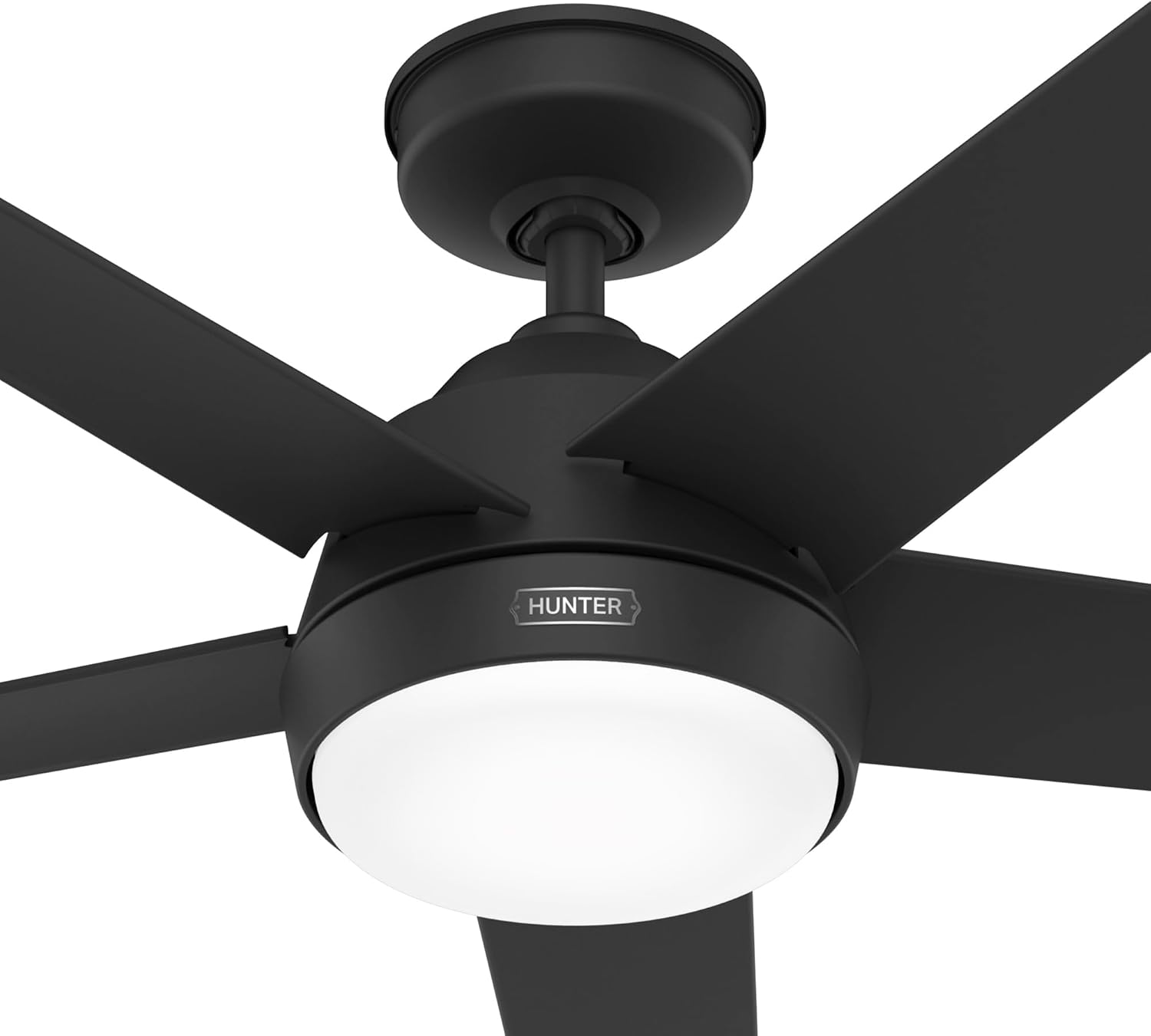 Hunter Skyflow 52 inch Indoor/Outdoor Ceiling Fan with Light and Wall Control, Matte Black Ceiling Fan, 3 Speed WhisperWind Motor, 52589, for Coastal Patios, Pergolas, Bedrooms, or Living Rooms