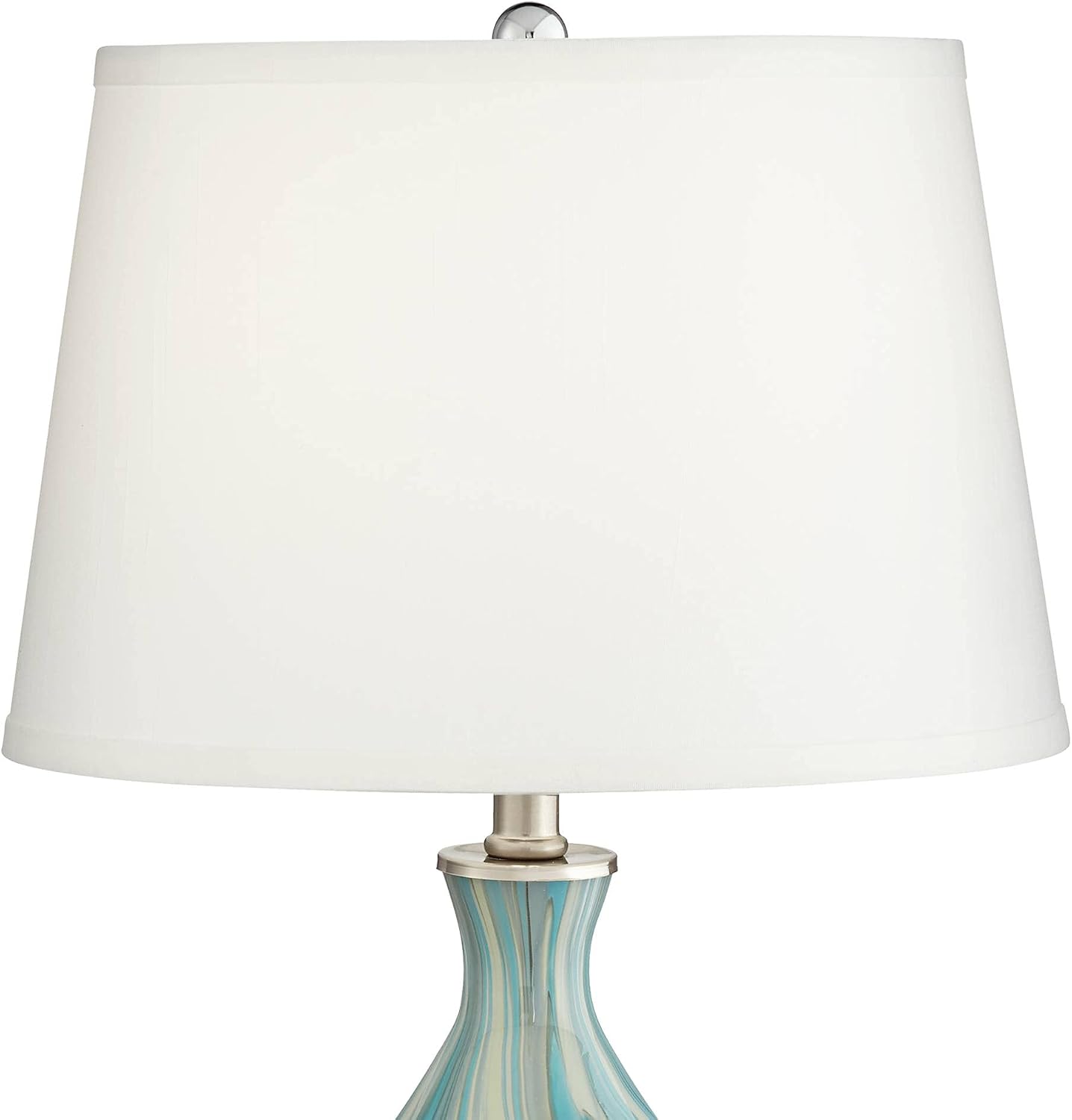 360 Lighting Cirrus Modern Style Accent Table Lamp 22' High Blue Gray Glazed Art Glass Off White Drum Shade Decor for Living Room Bedroom House Bedside Nightstand Home Office (Color May Vary)